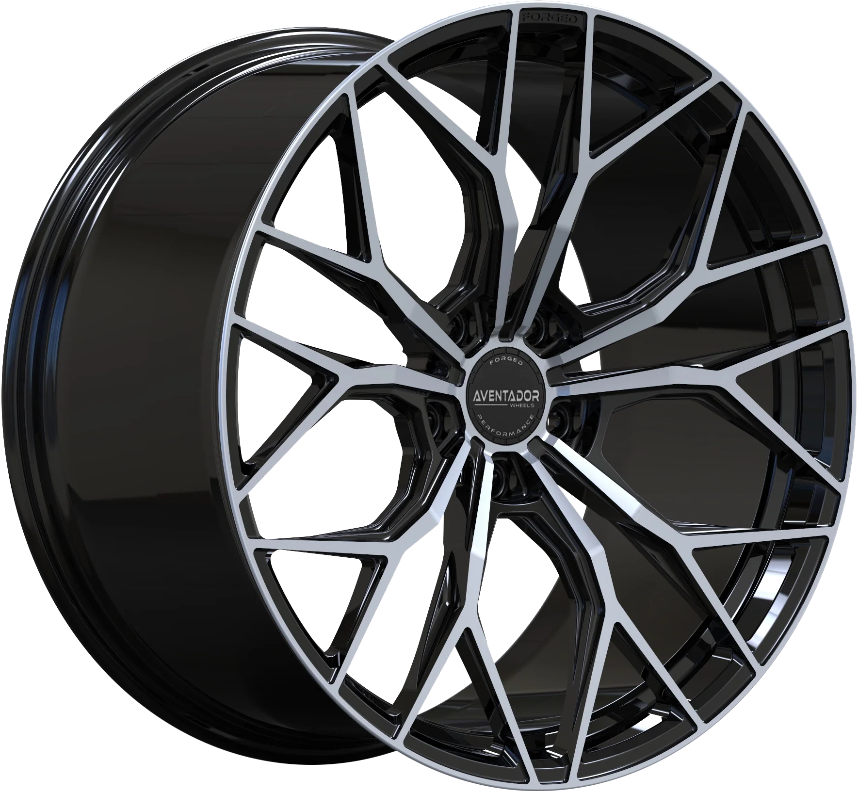 Aventador Wheels Forged Stealth Black Gloss Polished